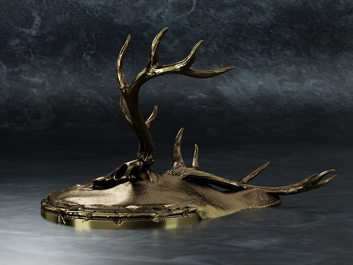 Elk Antlers on Pedestal. Sculptural Holder for Alternative Jewelry.